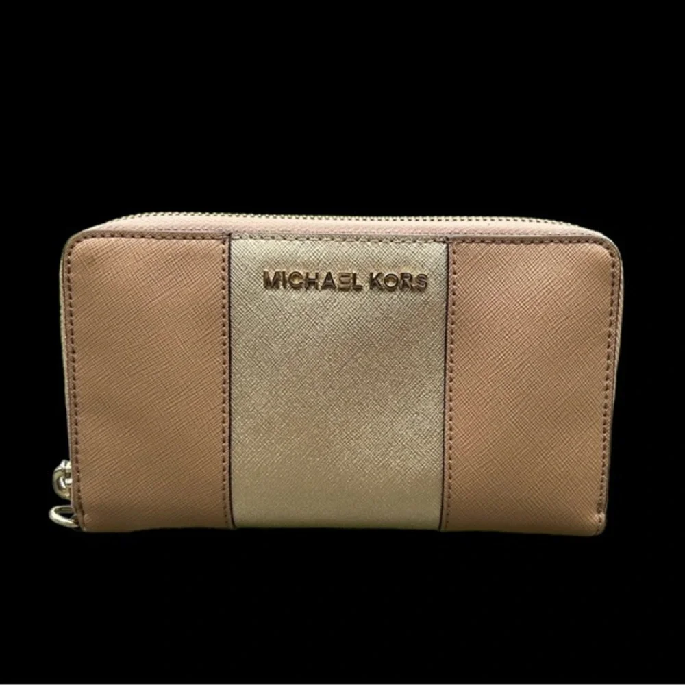 Michael Kors Long Zip Around Wallet Tan/Gold